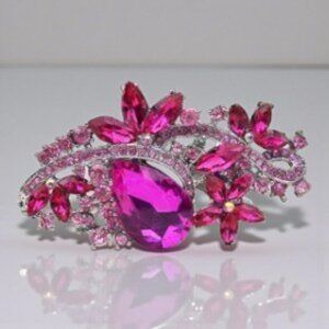 NWOT Pink Rhinestone Statement Brooch Art Nouveau Style
